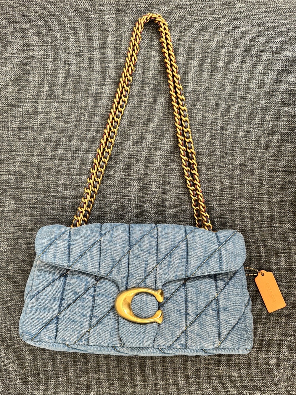 Coach Denim Quilted Tabby Shoulder Bag 26